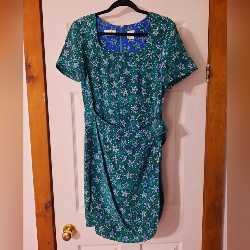 Vintage Y2K Liz Claiborne Silk Starfish Print Dress